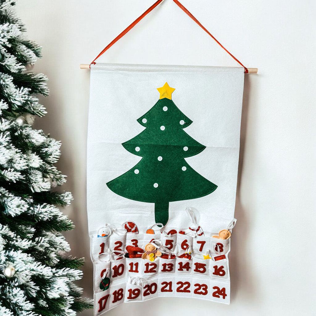 Felt Christmas Advent Calendar Kids Countdown Pockets And Felt Ornaments