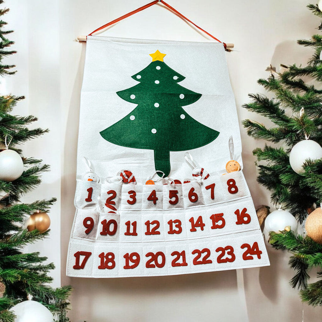 Felt Christmas Advent Calendar Kids Countdown Pockets And Felt Ornaments