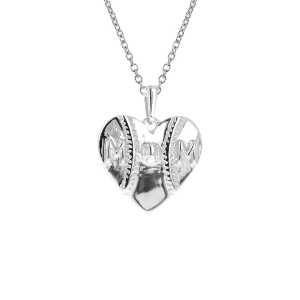 Heart Mom Baseball Necklace | Stainless Steel