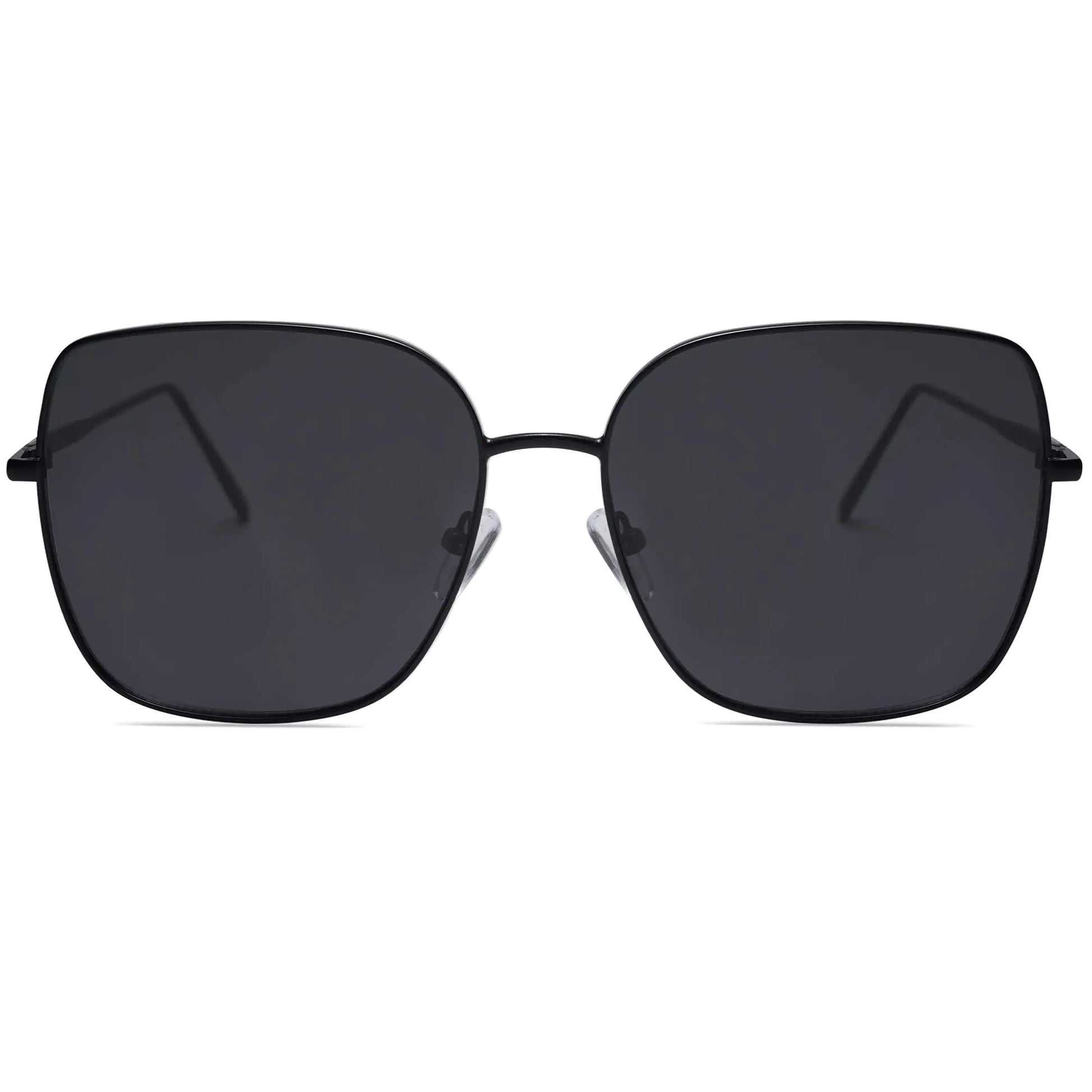 SOJOS Trendy Oversized Square Metal Frame Sunglasses for Women Men Flat Mirrored Lens UV Protection Sunglasses SJ1146 Black/Grey