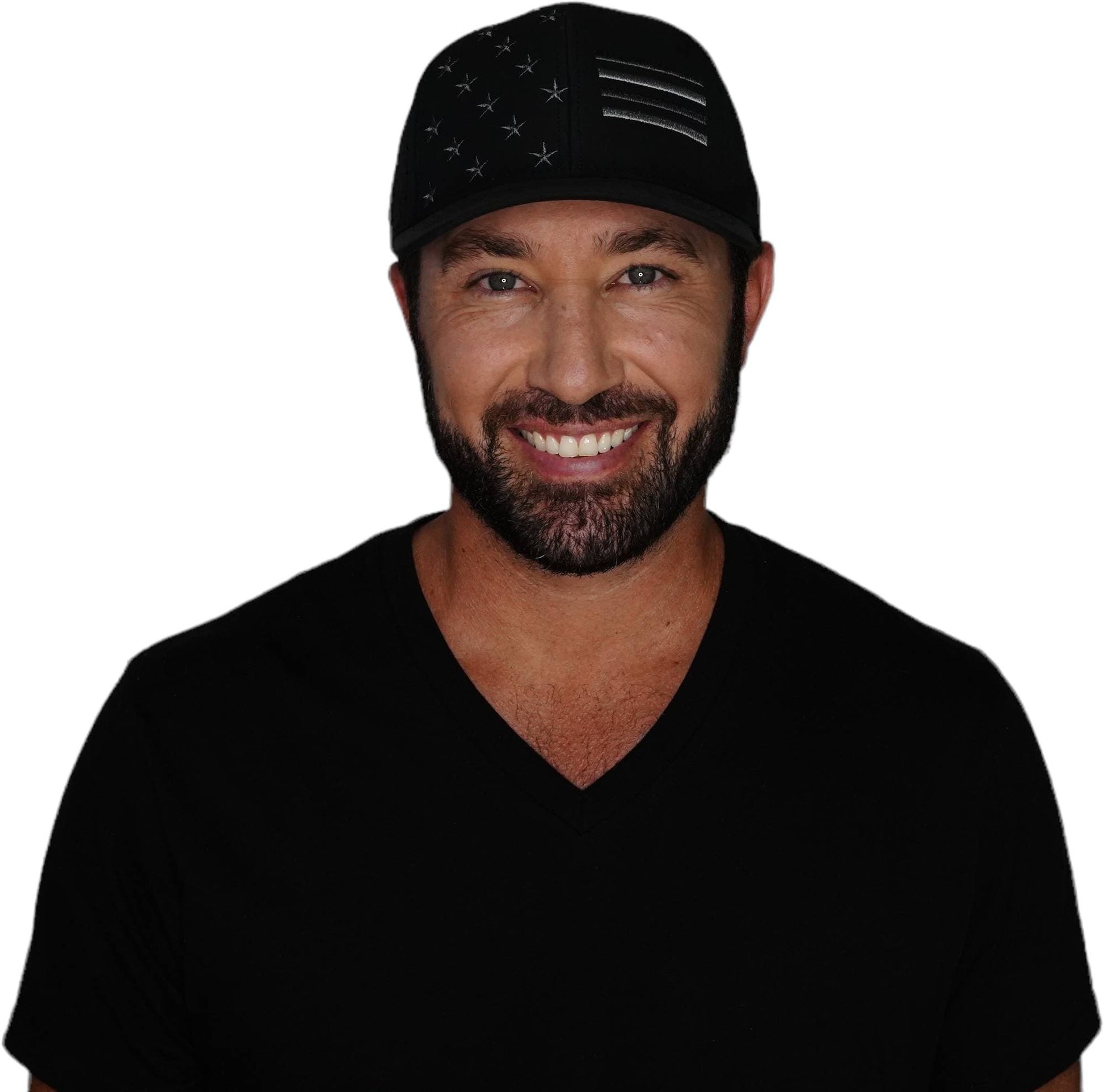 Flag Hat - Baseball Hat Fit - Black - Laser Mesh