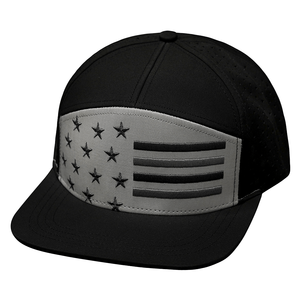 Flag Hat - Flat Bill - Black / Gray - Laser Mesh
