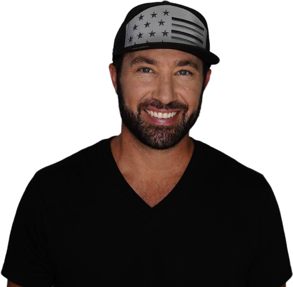 Flag Hat - Flat Bill - Black / Gray - Laser Mesh