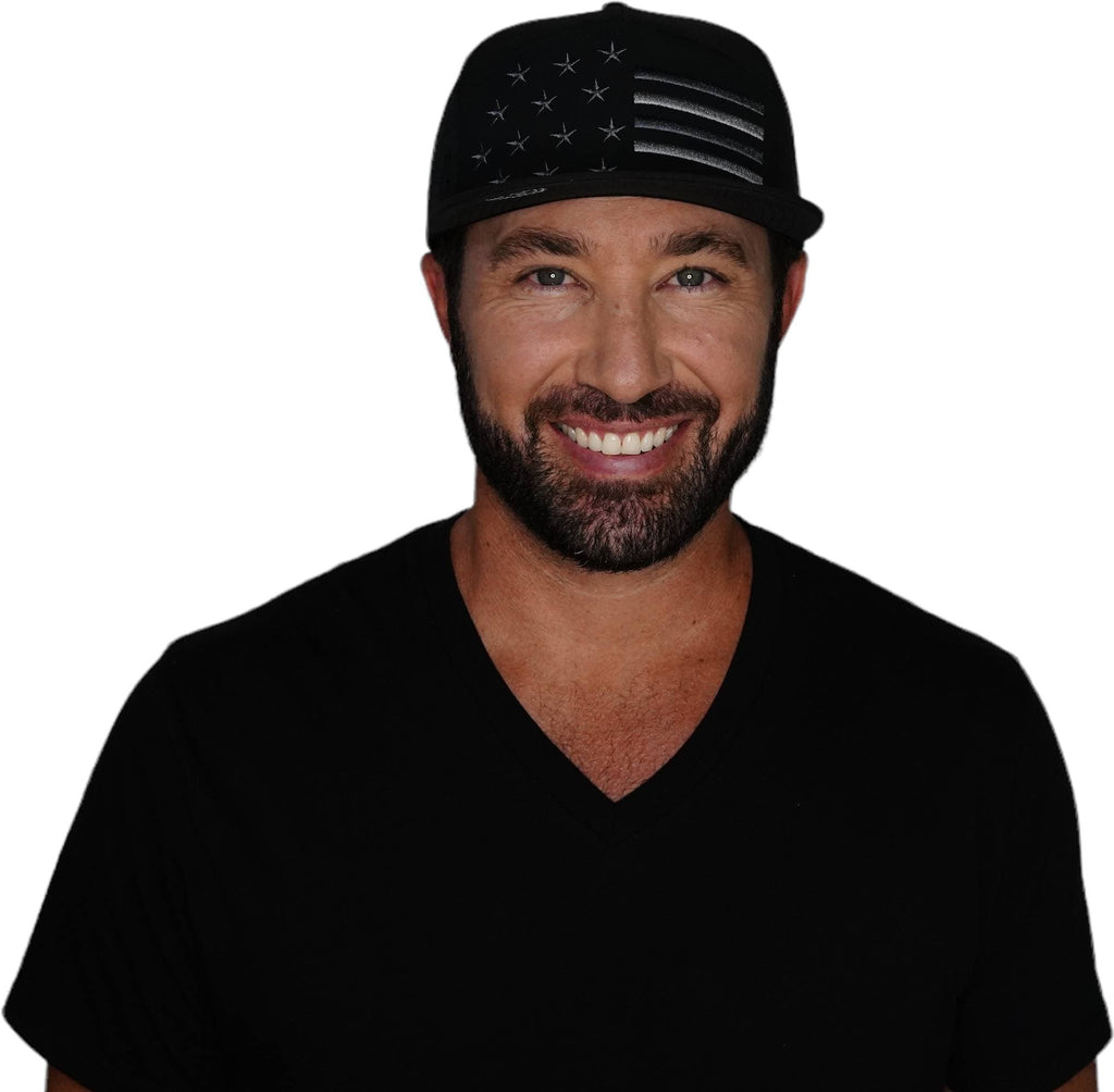 Flag Hat - Flat Bill - Black - Laser Mesh