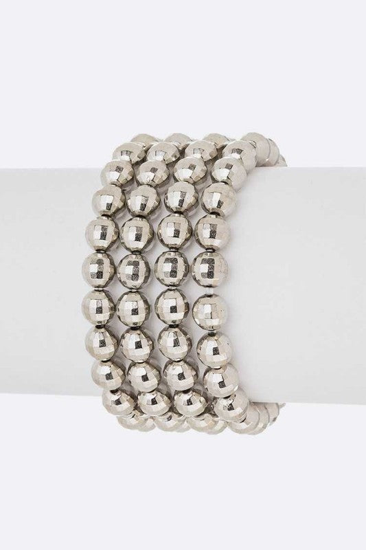 Football Helmet Fleur De Lis Stretch Bracelet Silver Beads