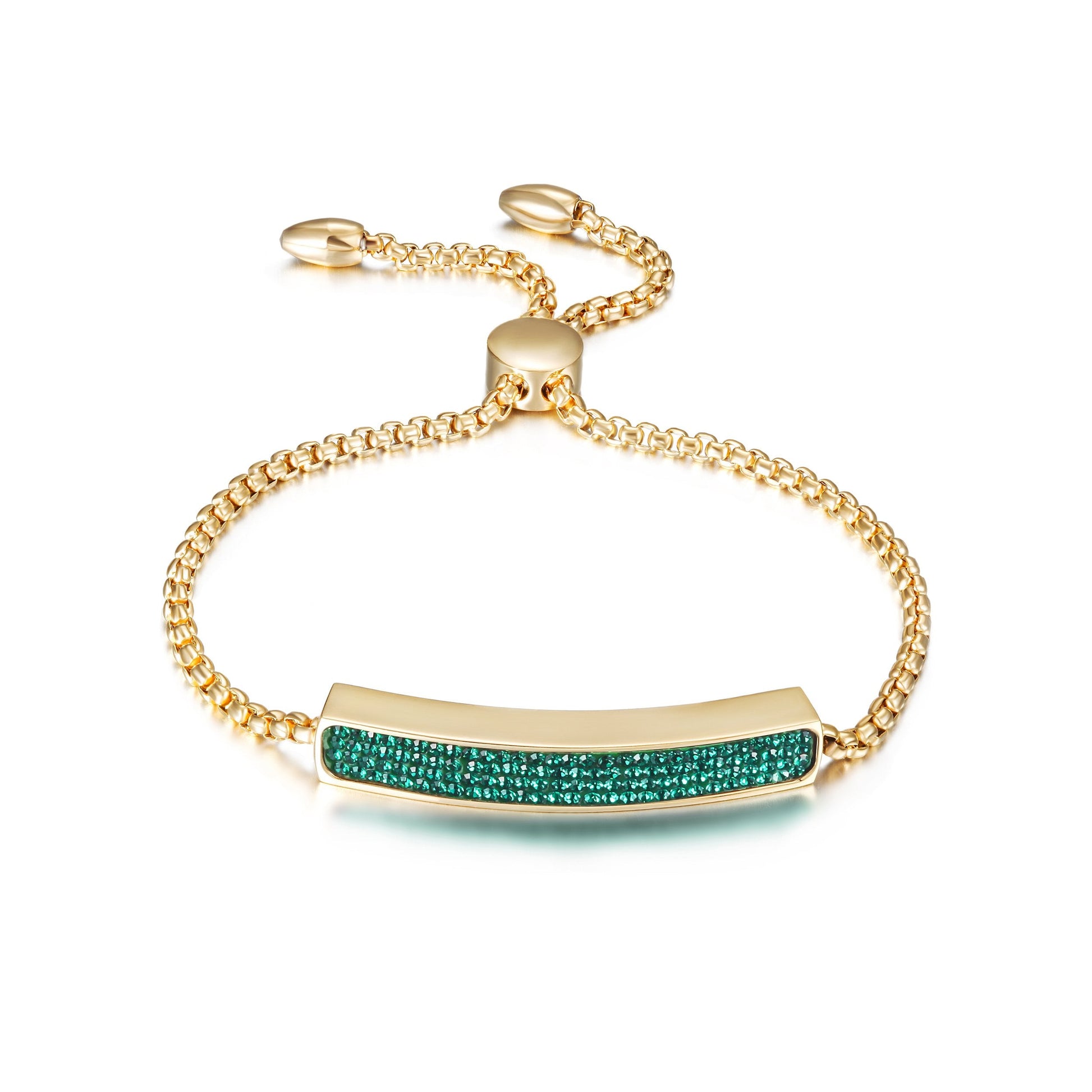 Friendship Bar Bracelet Gold Plated Adjustable Emerald