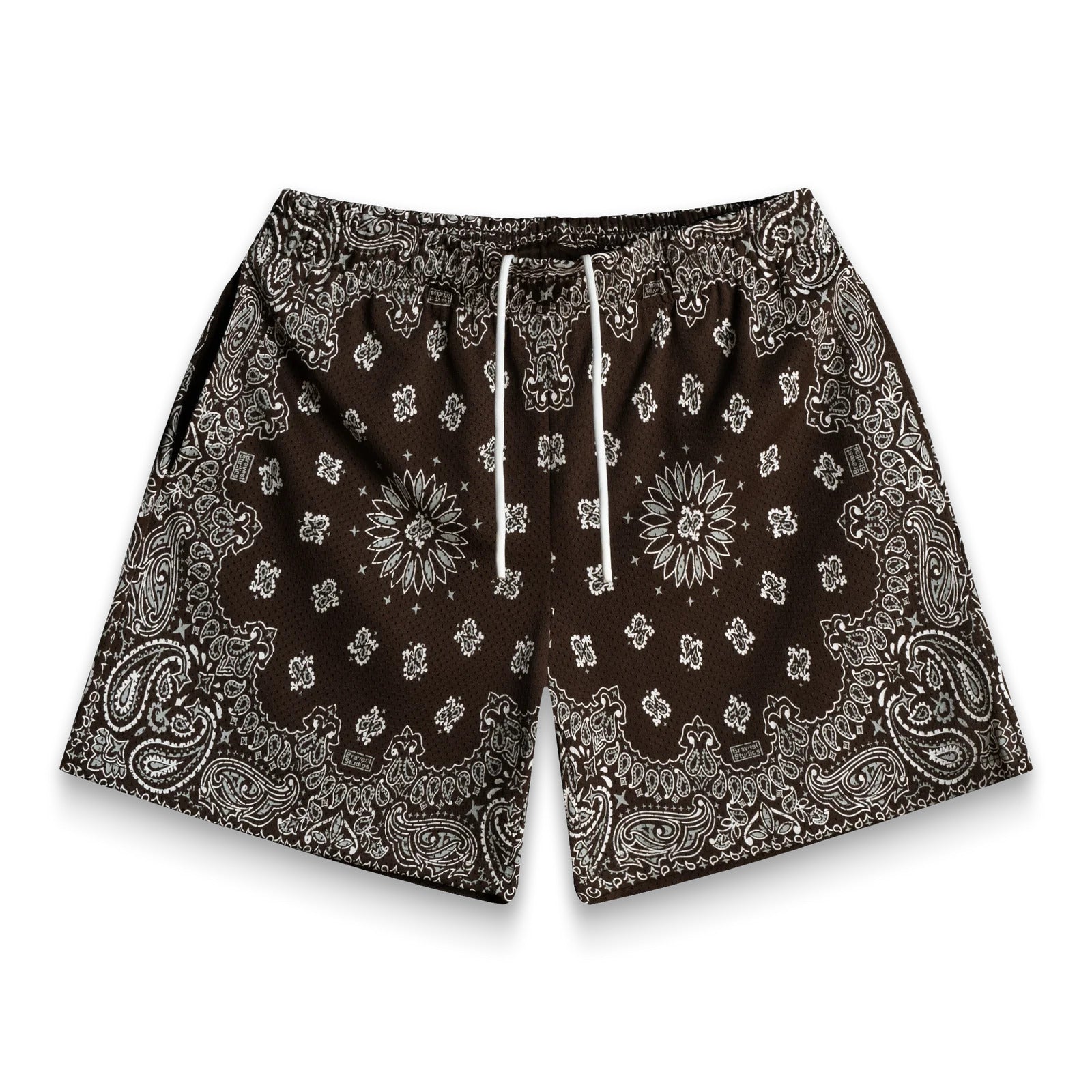 Bravest Studios Screenprinted Paisley Two-Tone Brown Shorts