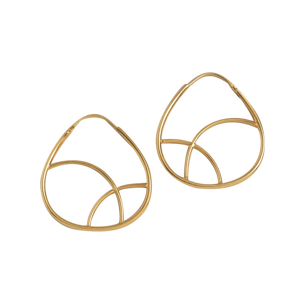 Geometric 24K Gold Plated Hoop Earrings 3cm Sterling Silver Plated Handmade