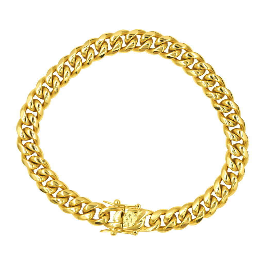 8mm Stainless Steel Curb Chain Bracelet Polished Men
