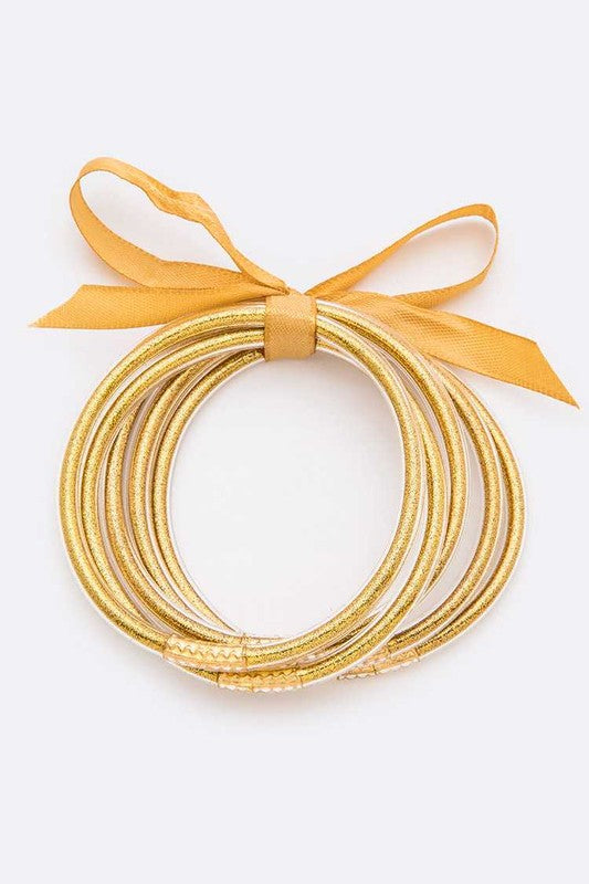 Gold Dust Stackable Bracelet Set For Women Adjustable