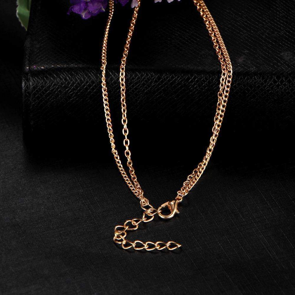 Gold Layered Marble Chevron Double Layer Necklace Jewelry