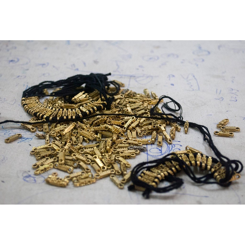 Statement Maya Collar Necklace Boho Indian Inspired Cotton Tassel Back Drape