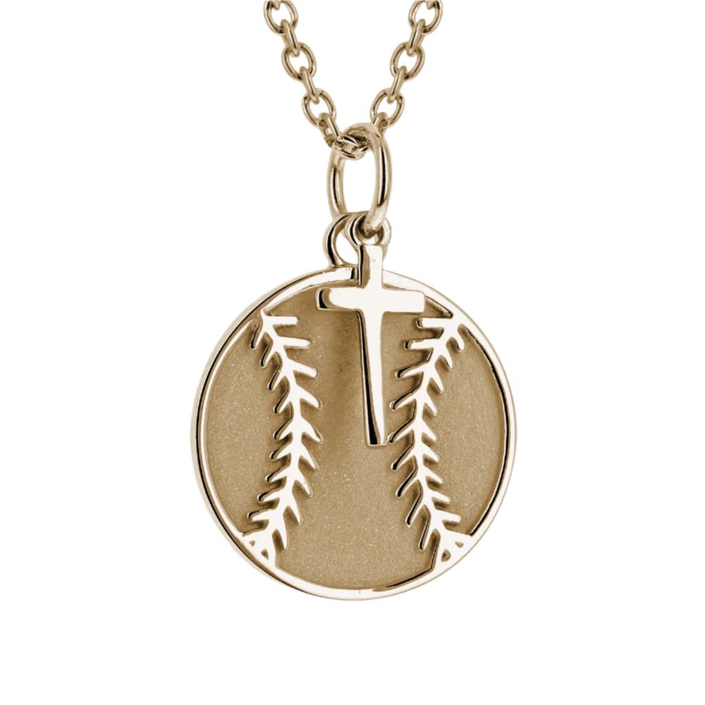 Baseball Necklace with Dangle Cross