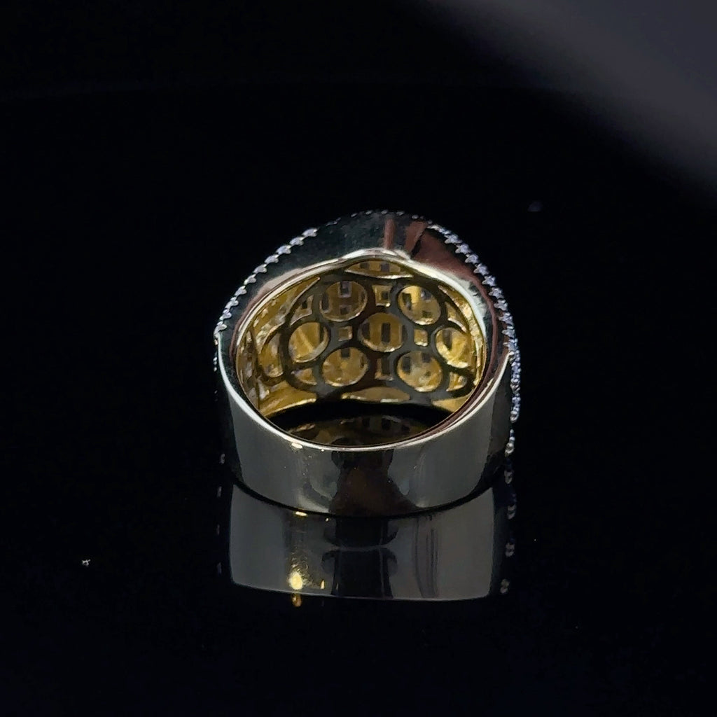 Gold Plated 925 CZ Iced Out Mens Baguette Signet Ring