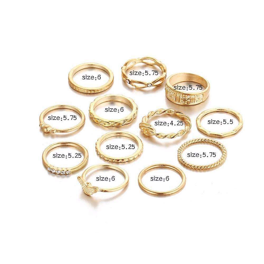 Gold Stacking Ring Set Minimalist Boho Finger Rings