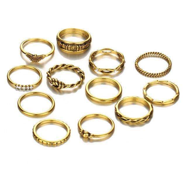 Gold Stacking Ring Set Minimalist Boho Finger Rings