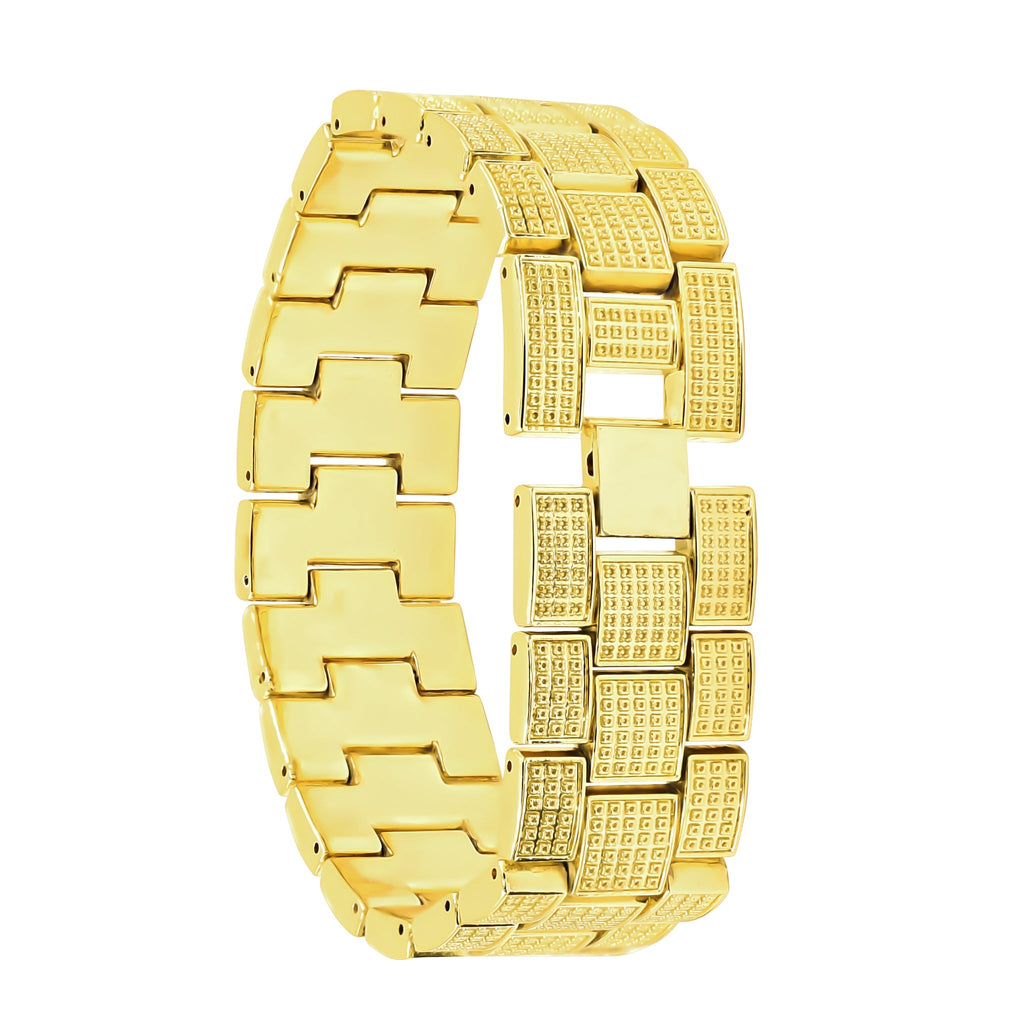 Crystal Pave Watch And Bracelet Set Gold Tone Iced Out