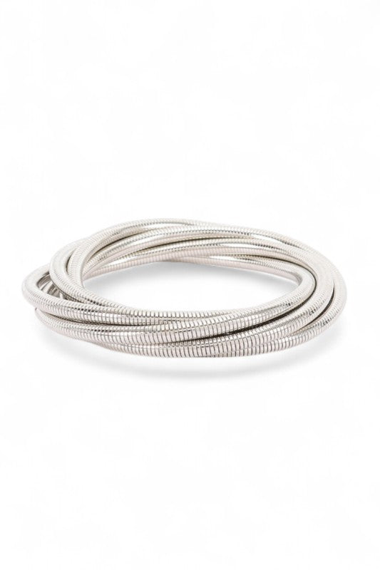 Gold Twist Elastic Coil Bracelet Multi Strand Stretch