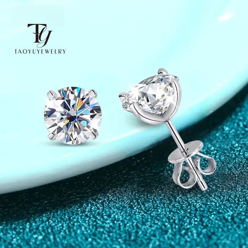 GRA GIA Certified Moissanite Stud Earrings 0.2-2CT VVS1 4-Claw Sterling S925