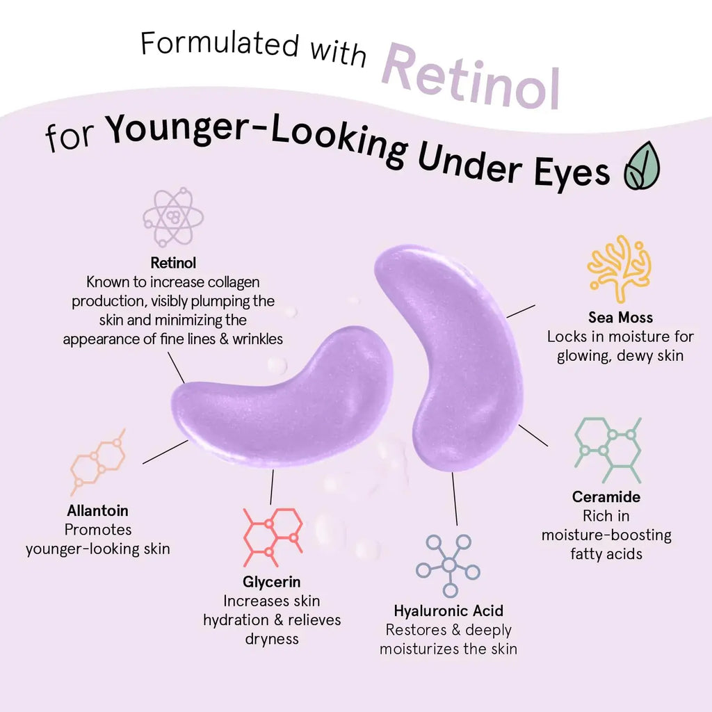 grace & stella Restoring Purple Eye Masks - Dermatologist Tested Eye Treatment Gels Cruelty-Free