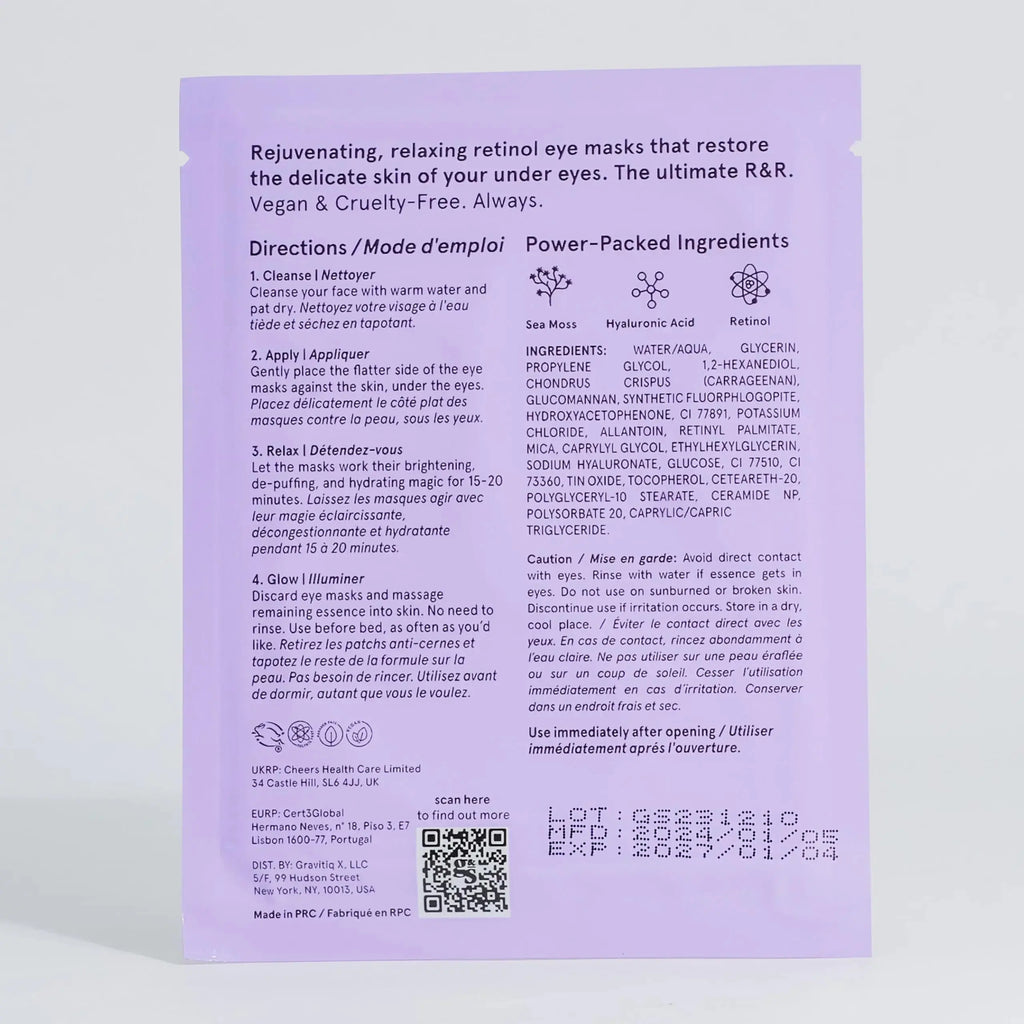 grace & stella Restoring Purple Eye Masks - Dermatologist Tested Eye Treatment Gels Cruelty-Free