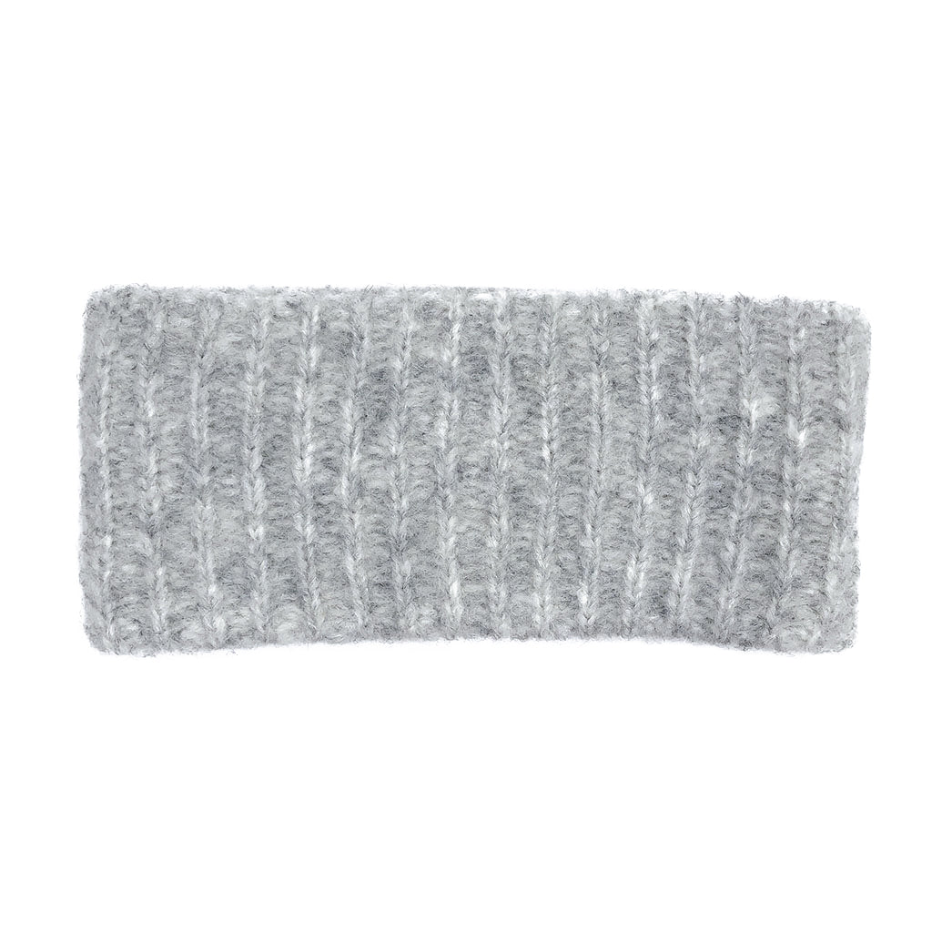 Gray Ribbed Alpaca Ear Warmer Headband Double-Layer Knit Lightweight Warm