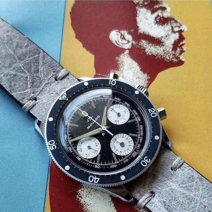 Grey Leather Vintage Watch Strap - Grey color