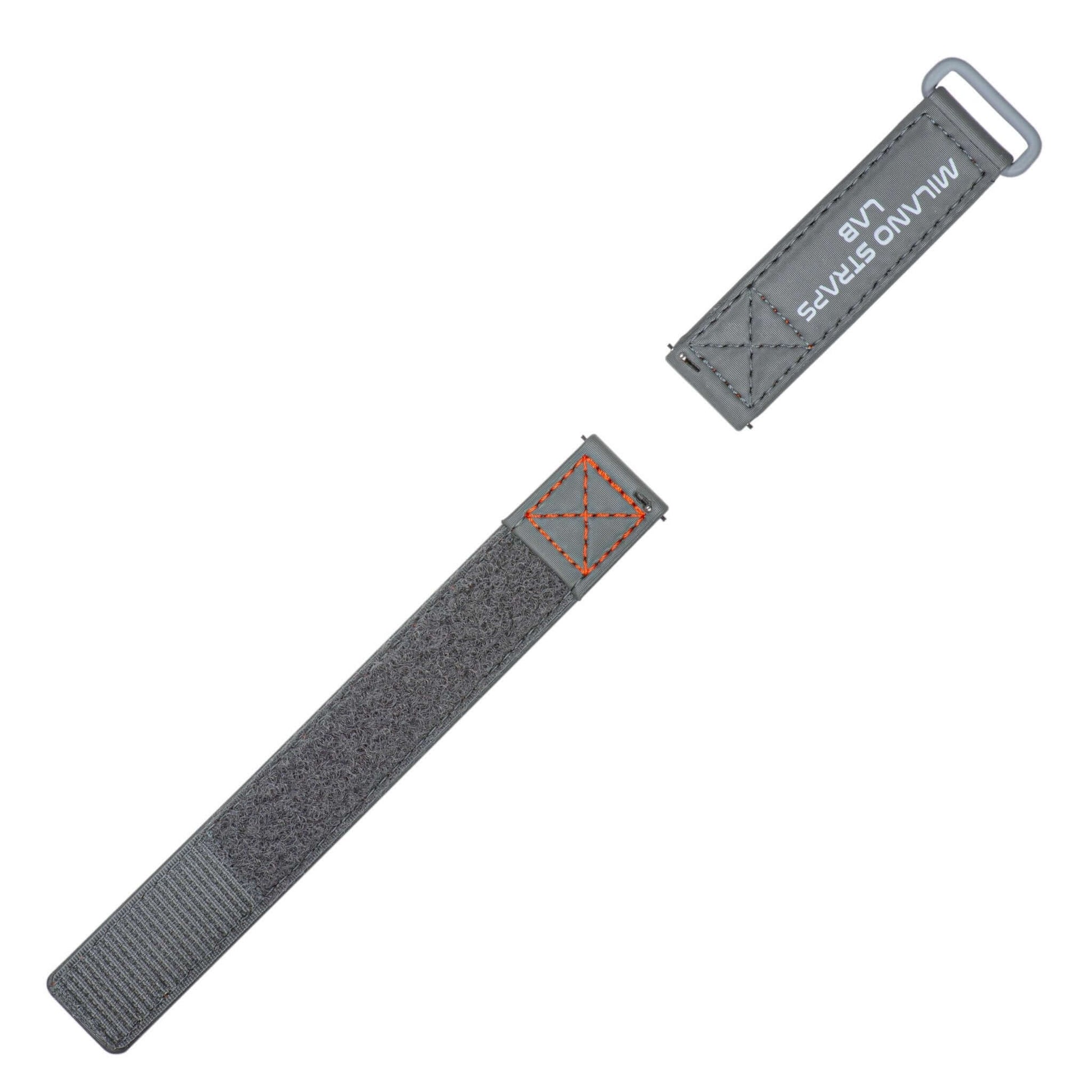 Grey Velcro® Watch Band Red Stitches 20mm