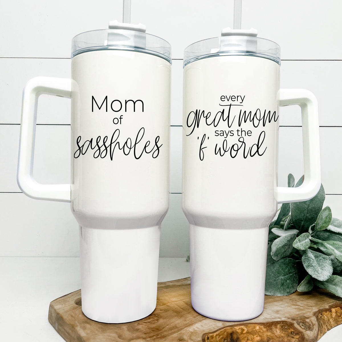 40oz Insulated Travel Tumbler With Handle Lid Straw - Funny Mom Gift Mug