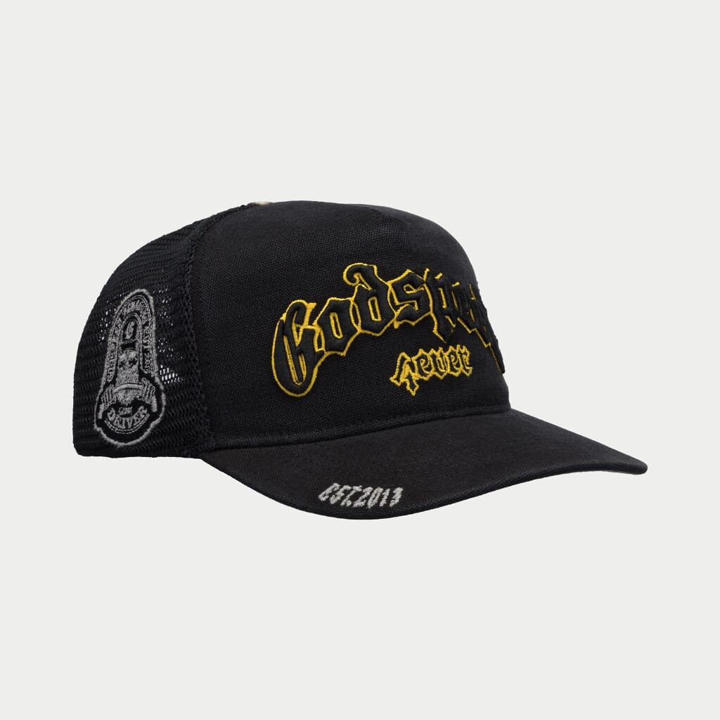 GODSPEED GS FOREVER TRUCKER HAT (VINTAGE BLACK/YELLOW)
