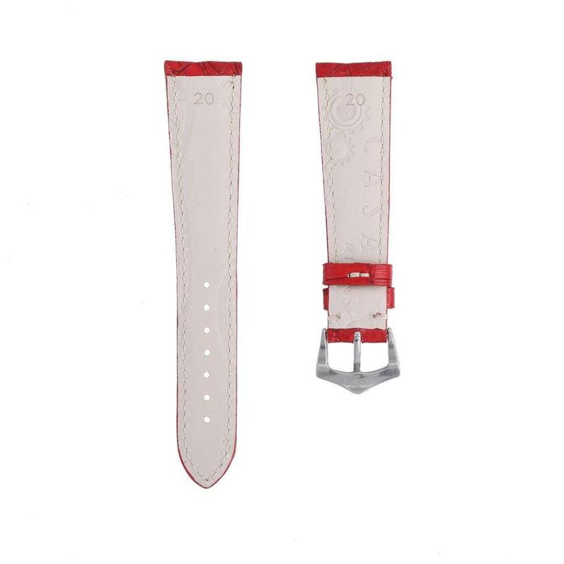 Hand-Sewn Matt Red Caiman Watch Strap
