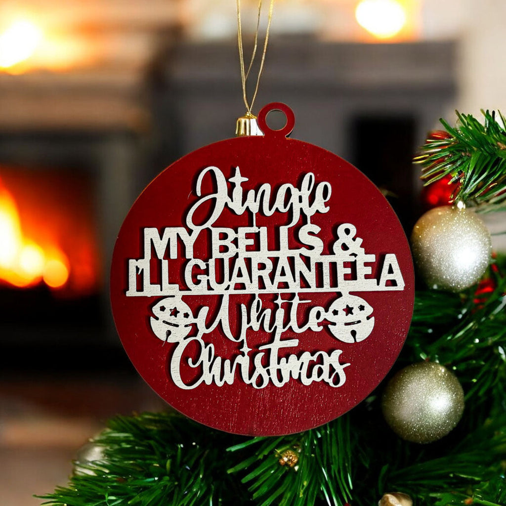 Handcrafted Wooden Christmas Ornaments Set Jingle Bells 12 Colors 3D