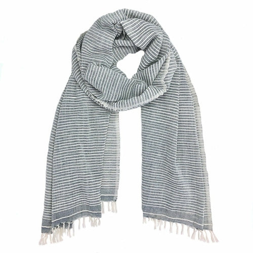 Handwoven Ethiopian Cotton Stripe Wrap Scarf Oversized