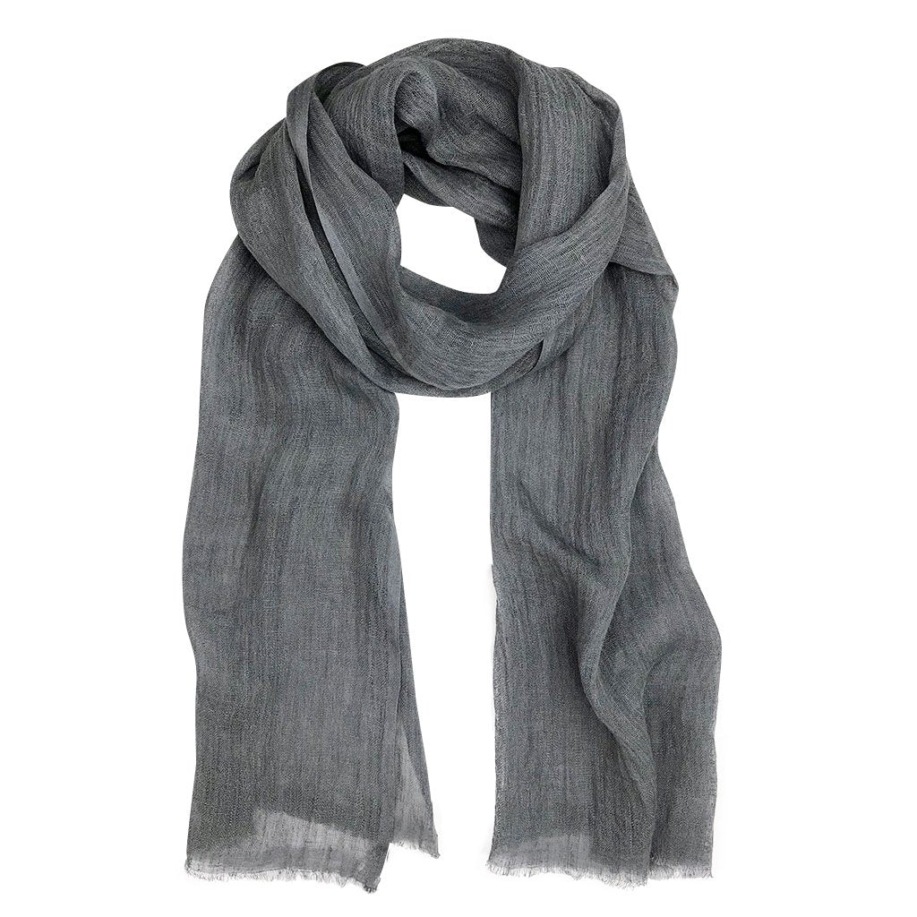 Gauze Linen Scarf Handwoven Airy Lightweight Raw Eyelash Fringe 5 Colors