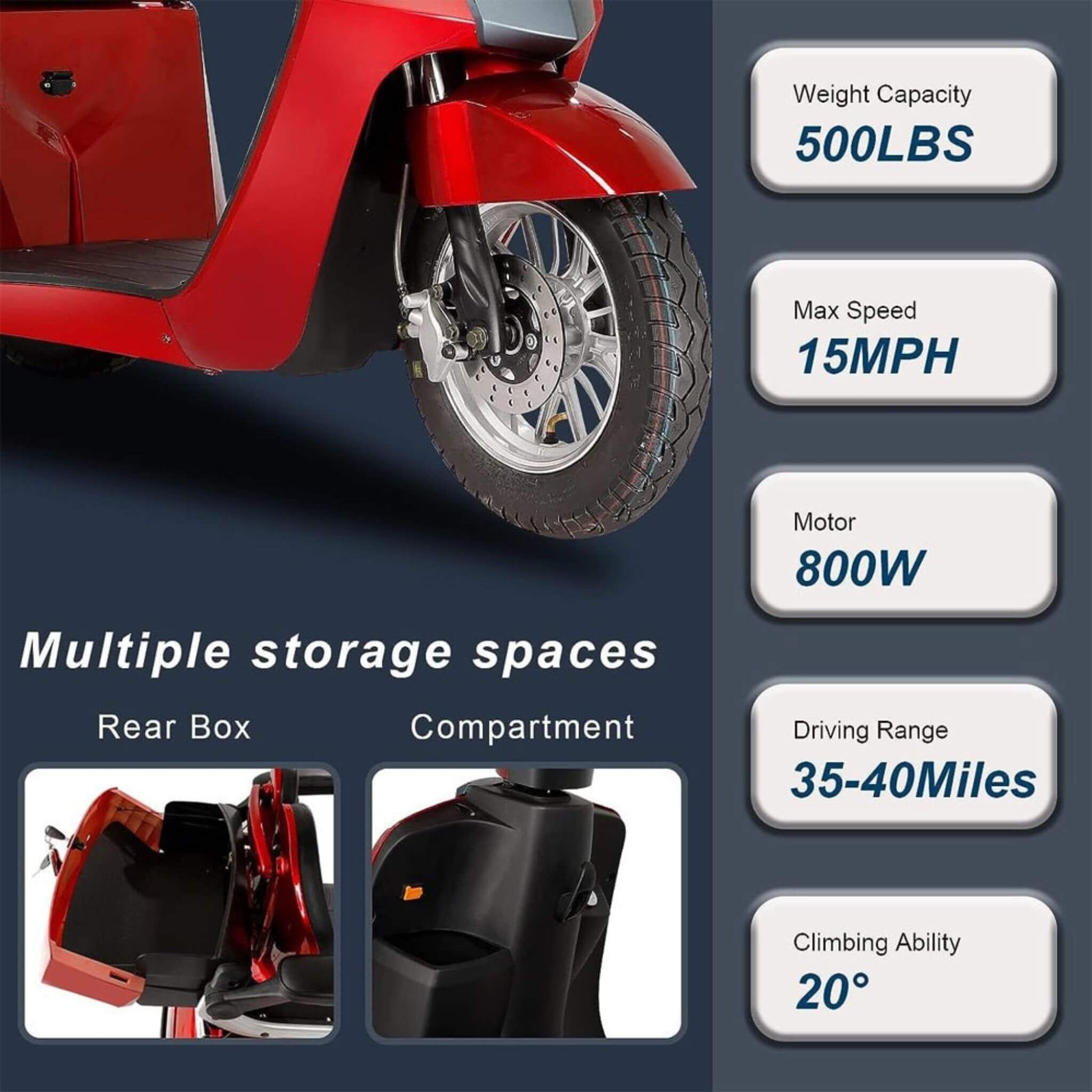 Zvg Heavy-Duty 800W All-Terrain Electric Powered Mobility Scooter For Seniors & Adults (SAK96314)