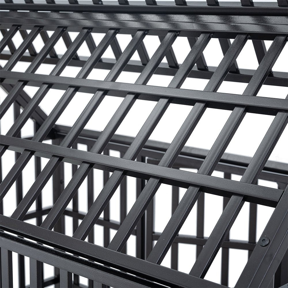 Heavy-Duty Carbon Steel Dog Kennel Cage Crate W/ Sloped Roof And Wheels, 48" (SAK73812)