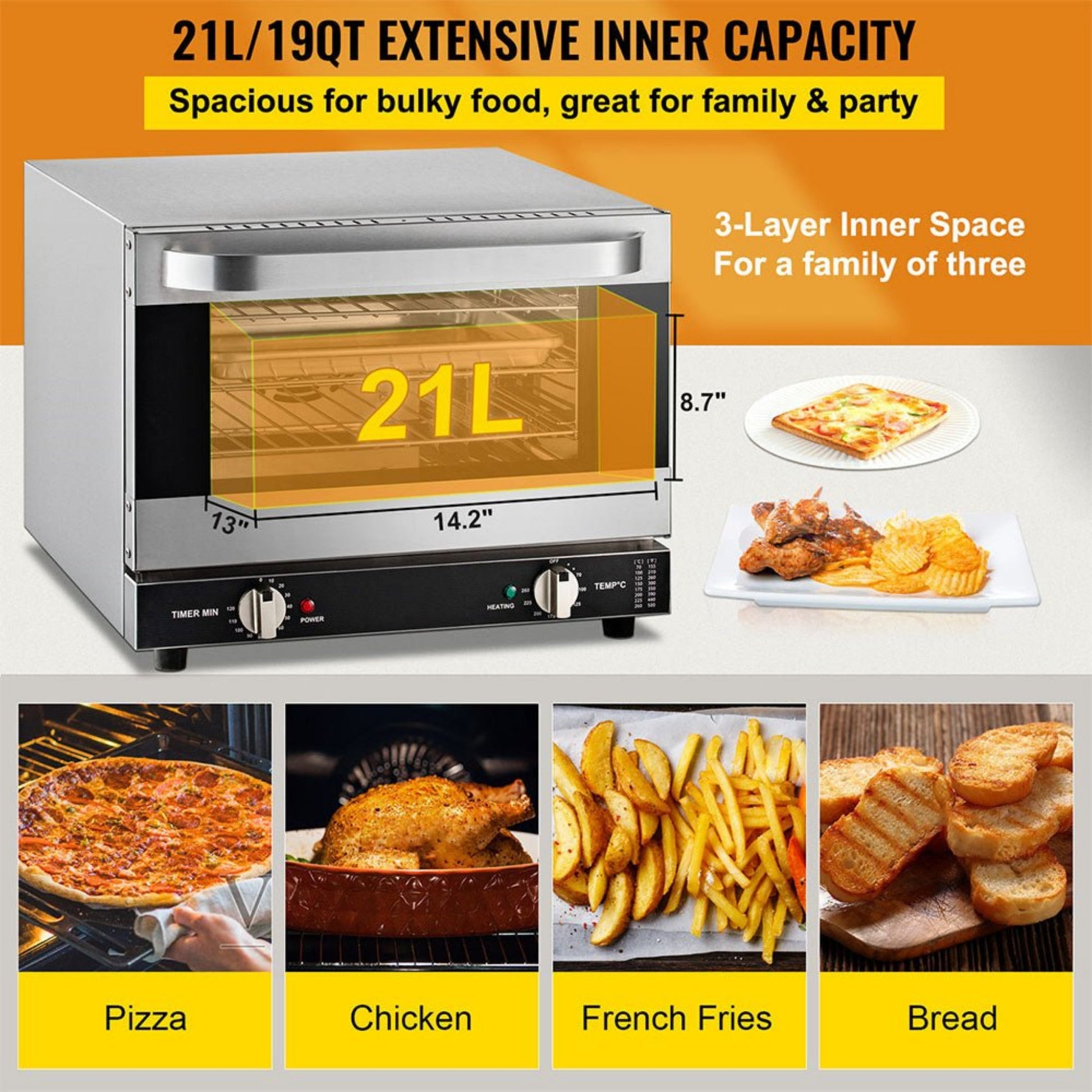 Heavy-Duty Commercial Stainless Steel Countertop Convection Toaster Oven (SAK51683)