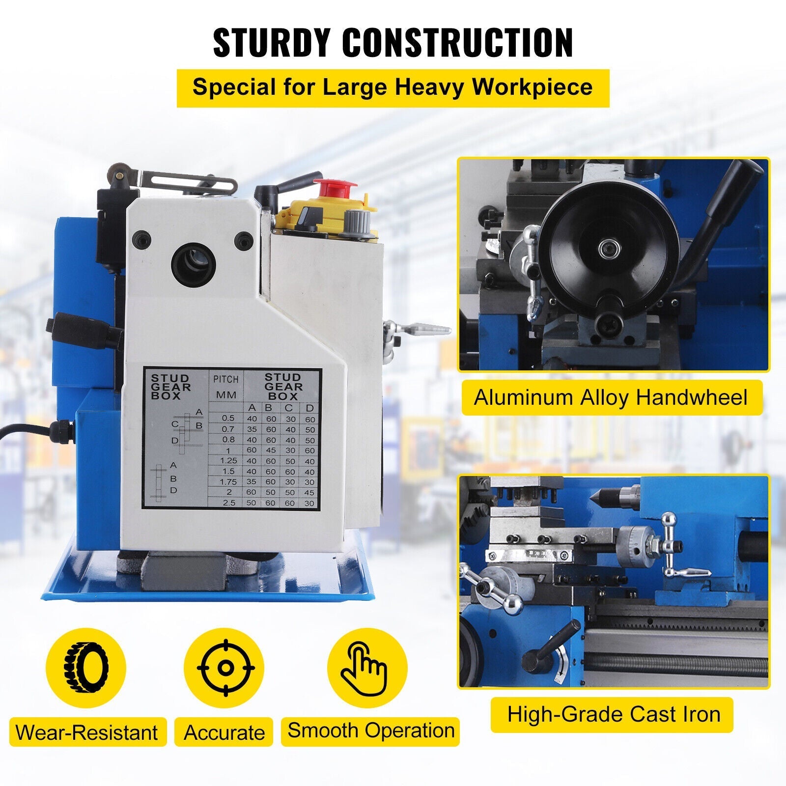 Heavy-Duty Small Bench Top Metalworking Lathe Machine W/ Accessories (7x12)" (94203871)