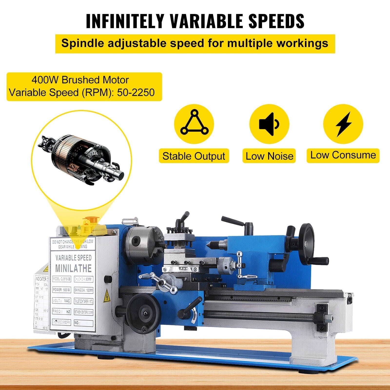 Heavy-Duty Small Bench Top Metalworking Lathe Machine W/ Accessories (7x12)" (94203871)