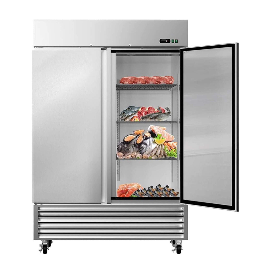Large 49 Cu.Ft Two Door Stainless Steel Commercial Industrial Restaurant Freezer, 54-Inch (SAK57246)