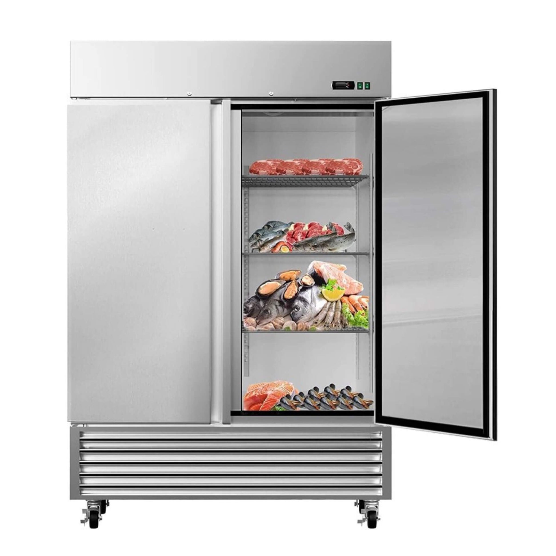 Large 49 Cu.Ft Two Door Stainless Steel Commercial Industrial Restaurant Freezer, 54-Inch (SAK57246)