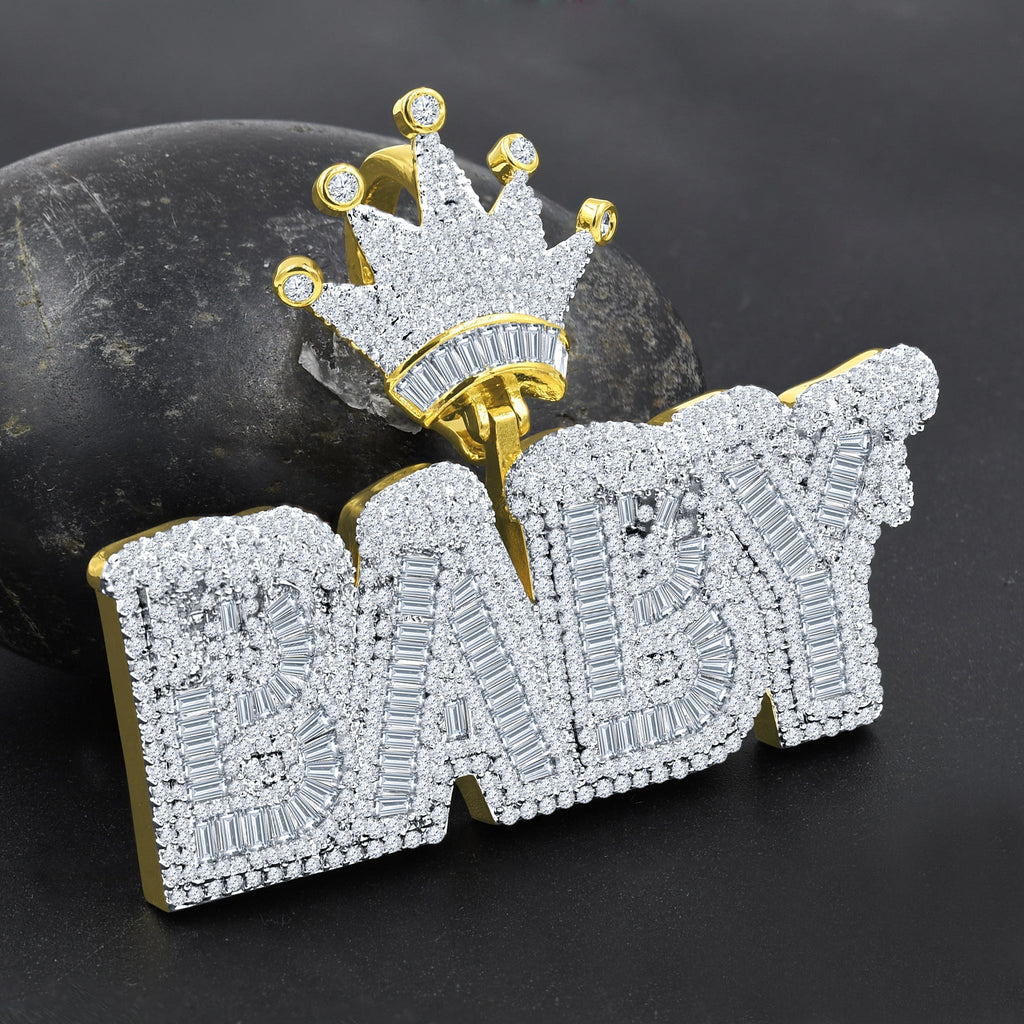 Hip Hop Iced Out Crystal Nameplate Pendant Gold With Chain