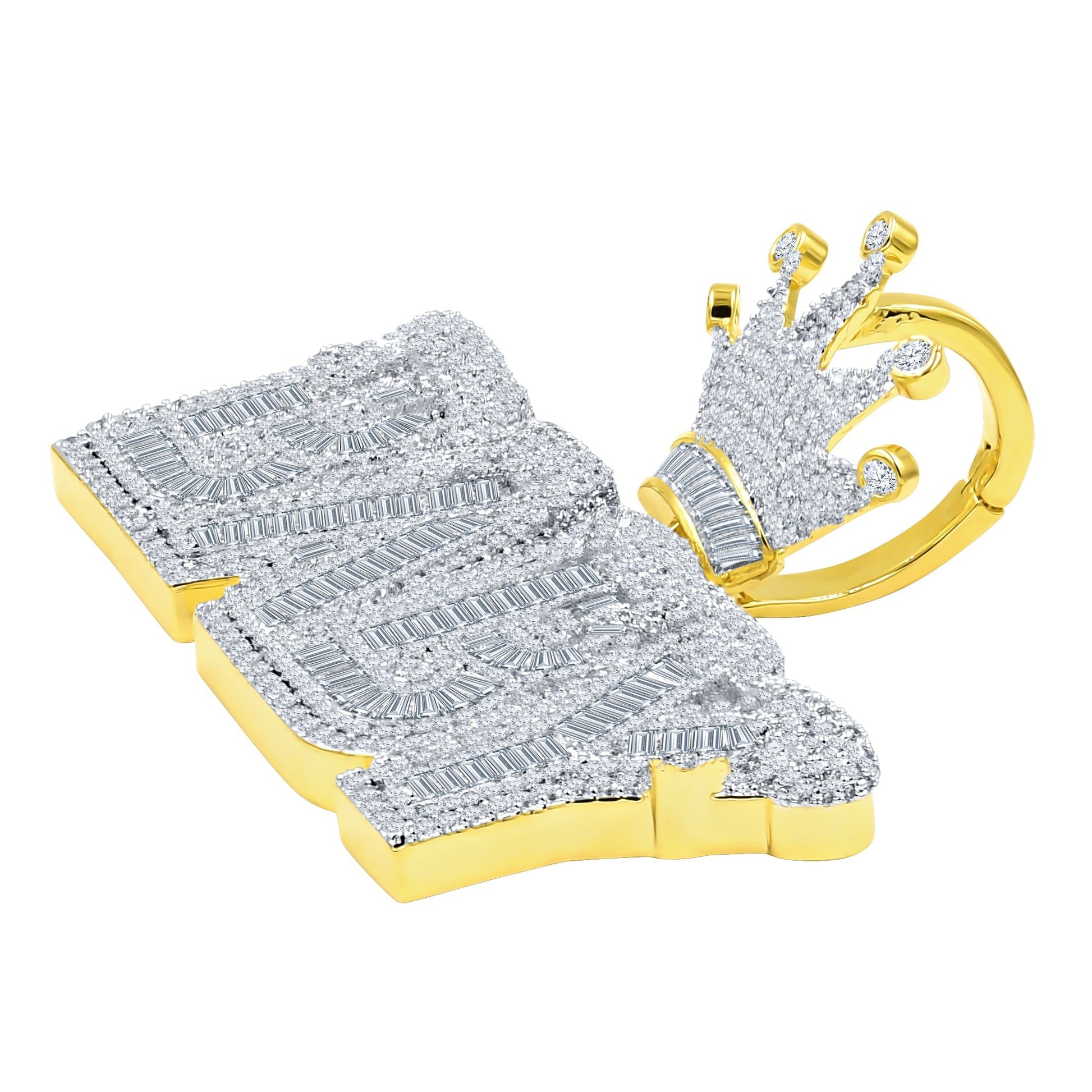 Hip Hop Iced Out Crystal Nameplate Pendant Gold With Chain