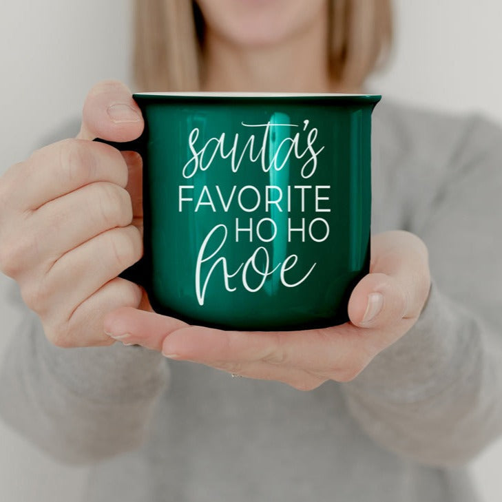 Ho Ho Hoe Holiday Mug 14.5oz Ceramic Campfire Style Double Sided Red Or Green Microwave Safe