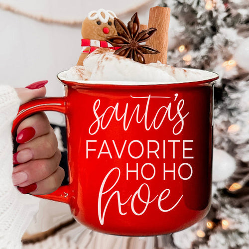 Ho Ho Hoe Holiday Mug 14.5oz Ceramic Campfire Style Double Sided Red Or Green Microwave Safe
