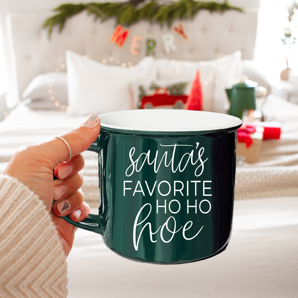 Ho Ho Hoe Holiday Mug 14.5oz Ceramic Campfire Style Double Sided Red Or Green Microwave Safe