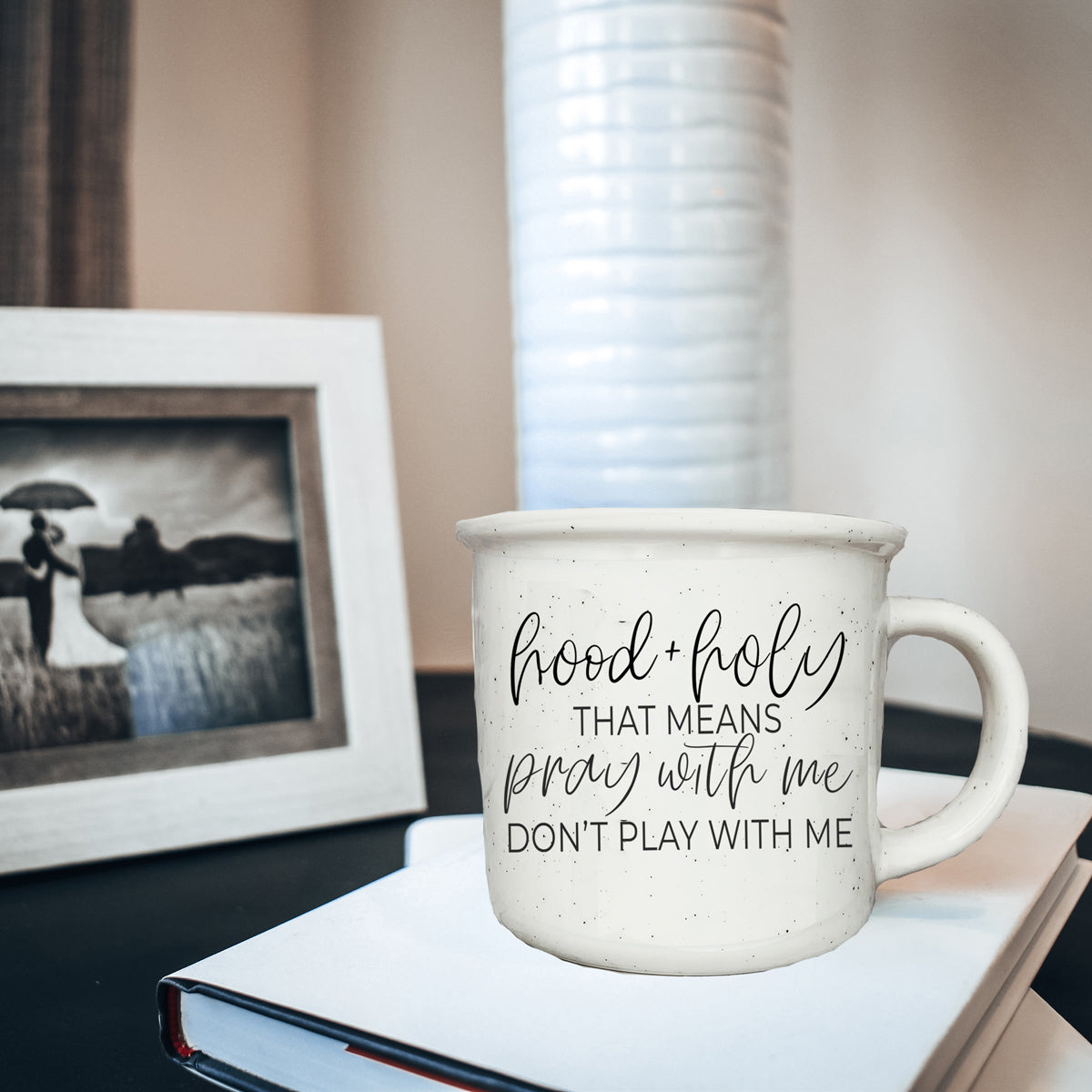 Hood Holy 14.5oz Speckled Ceramic Campfire Mug, Ivory Glaze, Microwave Safe