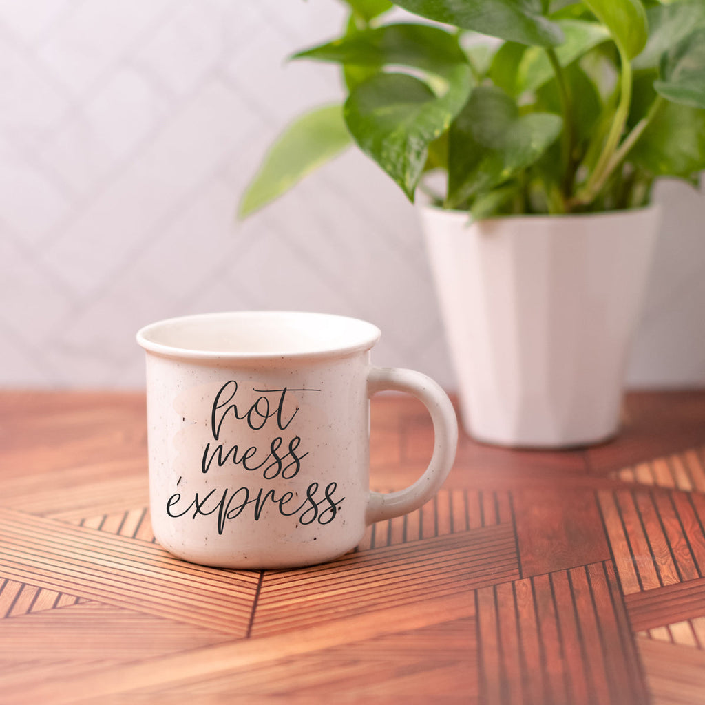 Hot Mess Express Ceramic Coffee Mug 14.5oz Double Sided Funny Owners Signature