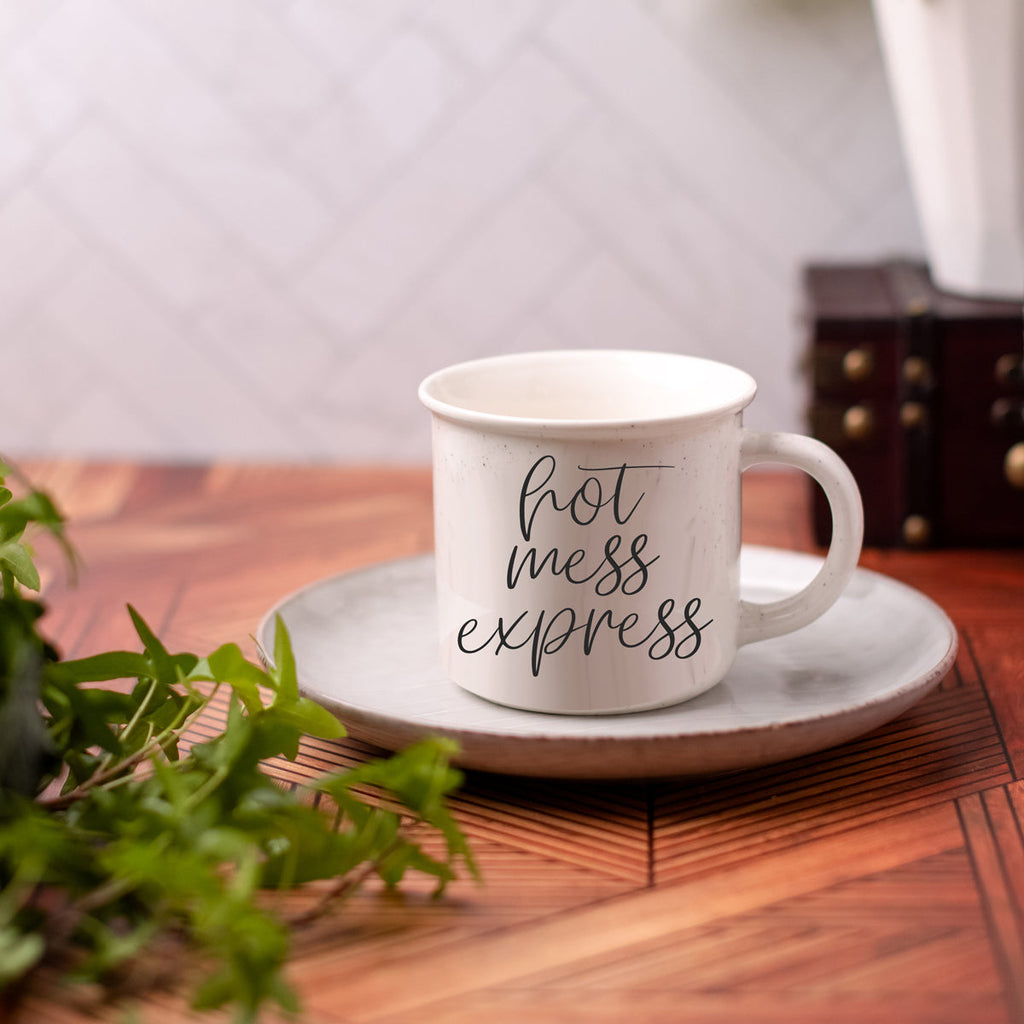 Hot Mess Express Ceramic Coffee Mug 14.5oz Double Sided Funny Owners Signature