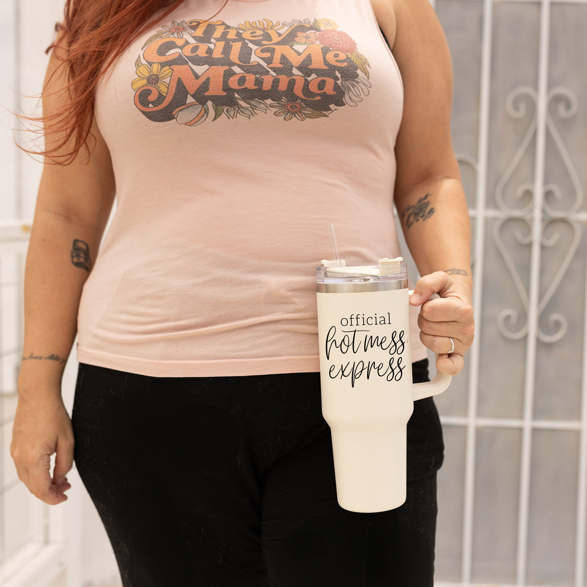 Hot Mess 40oz Tumbler With Lid And Straw - Insulated Travel Cup